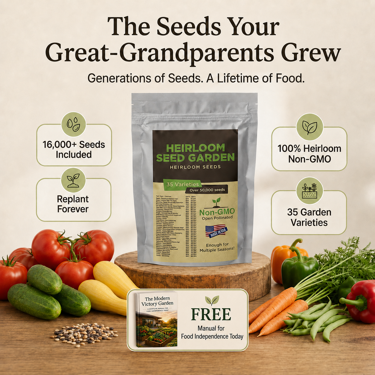 Garden's Pulse Heirloom Seed Vault Kit (35 Pack)