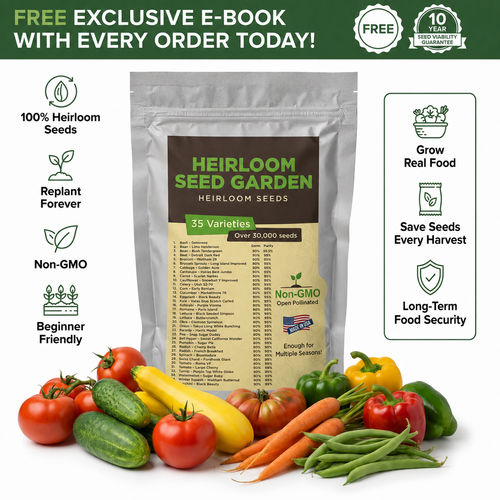 heirloom seeds survival garden Garden's Pulse Heirloom Seed Vault Kit (35 Pack)