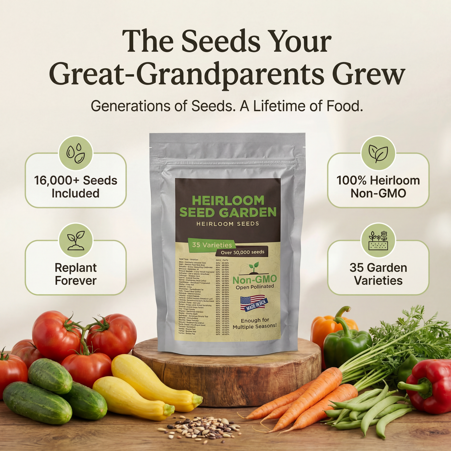 Garden's Pulse Heirloom Seed Vault Kit (35 Varieties)