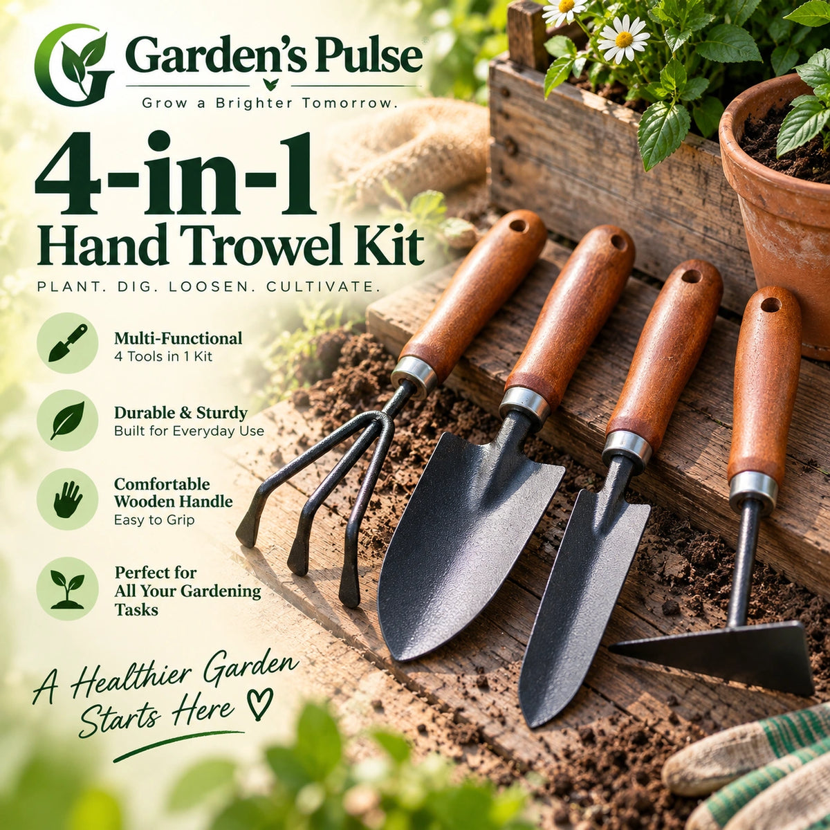 Garden's Pulse 4-in-1 Hand Trowel Kit